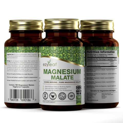 Magnesium Malate 500g 180 Vegan Capsules