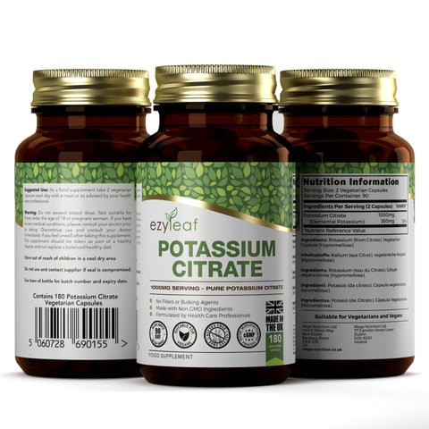 Potassium Citrate 500mg 180 Vegan Capsules