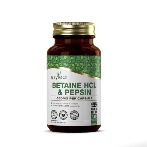 Betaine HCL & Pepsin 650mg 120 Vegan Capsules