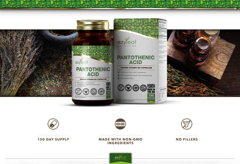 Pantothenic Acid 500mg 150 Vegan Capsules