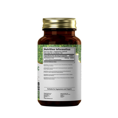 Pantothenic Acid 500mg 150 Vegan Capsules