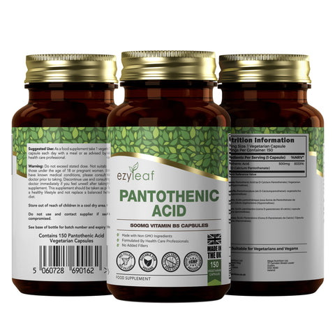 Pantothenic Acid 500mg 150 Vegan Capsules