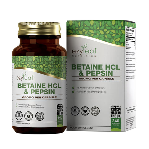 Betaine HCL & Pepsin 650mg 120 Vegan Capsules