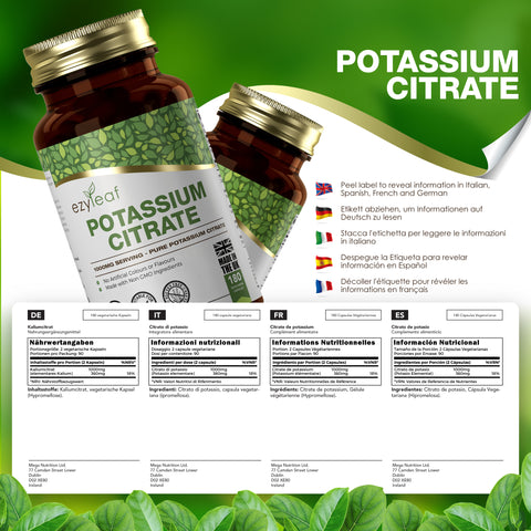 Potassium Citrate 500mg 180 Vegan Capsules
