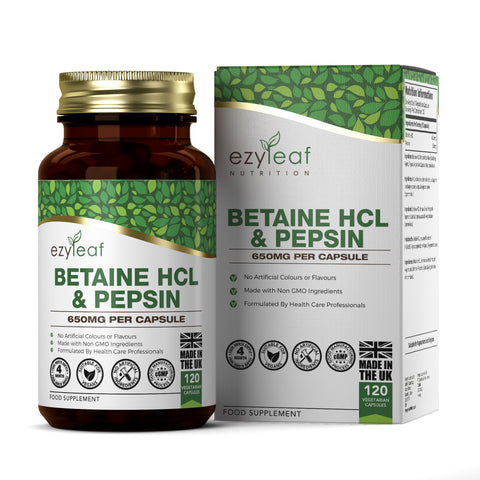 Betaine HCL & Pepsin 650mg 120 Vegan Capsules
