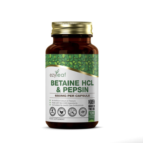 Betaine HCL & Pepsin 650mg 120 Vegan Capsules