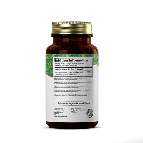 Bacopa Monnieri 500mg 120 Vegan Capsules
