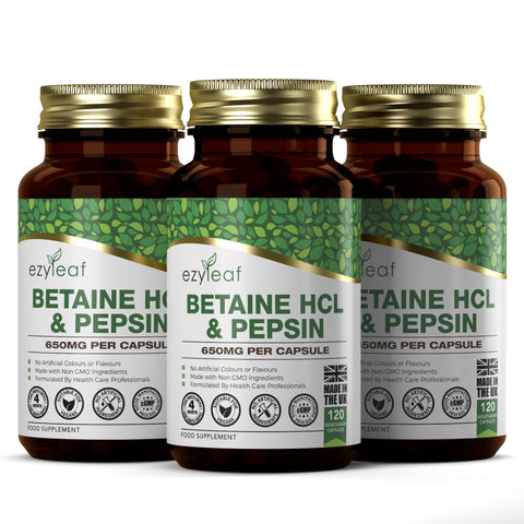 Betaine HCL & Pepsin 650mg 120 Vegan Capsules