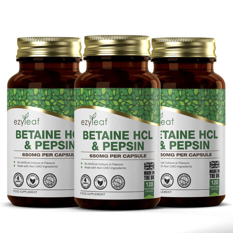 Betaine HCL & Pepsin 650mg 120 Vegan Capsules