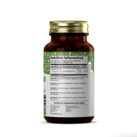Magnesium Malate 500g 180 Vegan Capsules